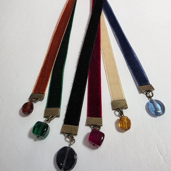 Handmade Velvet Bible Bookmark with Glass Beads & Embossed Leather Tab - Picture 7 of 10